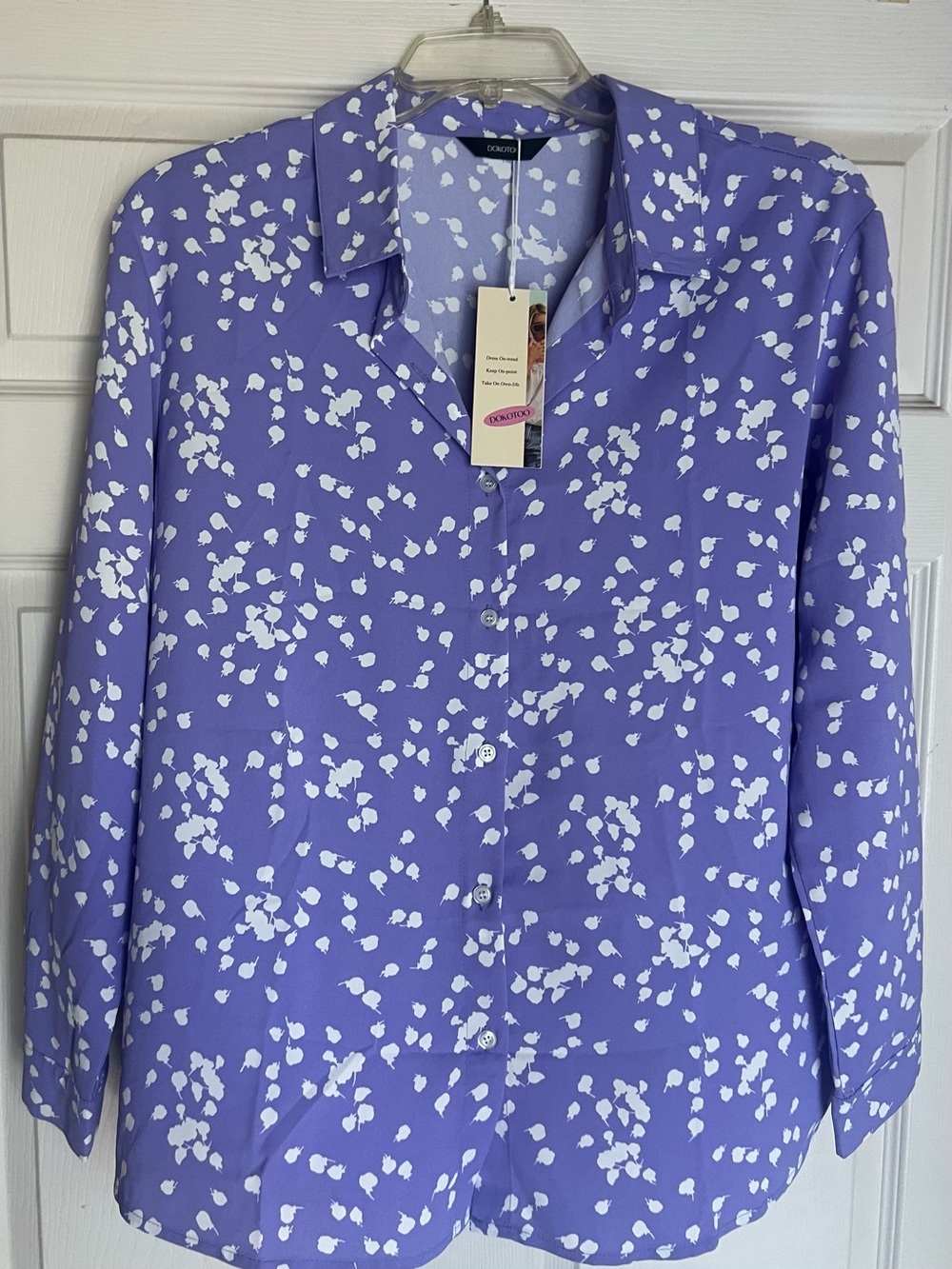 Caslon Lavender Button-Down Shirt with White Spot Print; L/XL - NWT